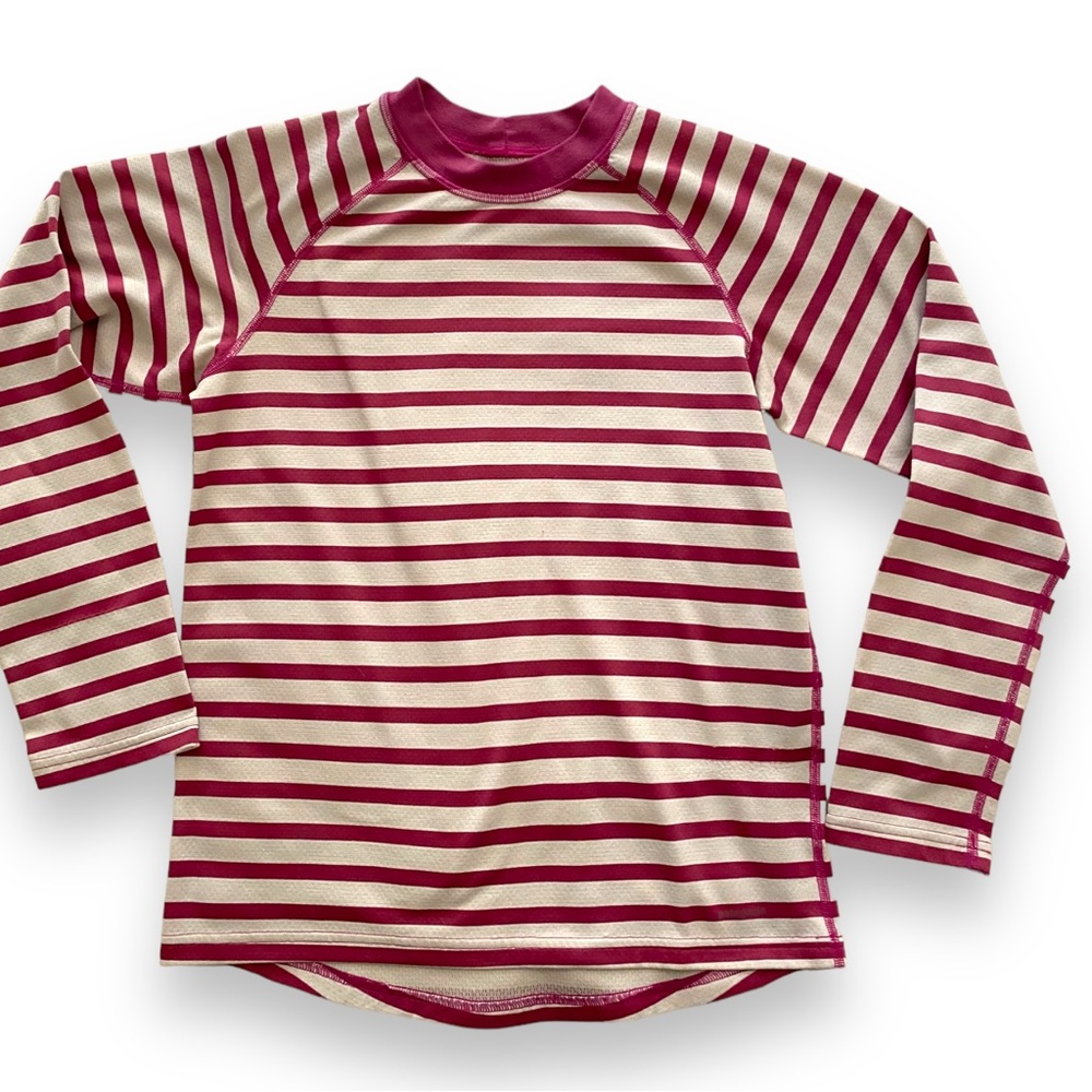 Patagonia Youth Long Sleeve Pink Stripe Crew Neck Sweatshirt 14 Yr XL Kids Hike